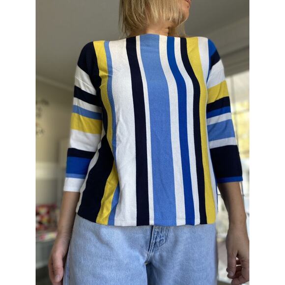Ruby Rd. Petite Cabana Club Multi Stripe Sweater - Size Petite Small - Picture 1 of 5